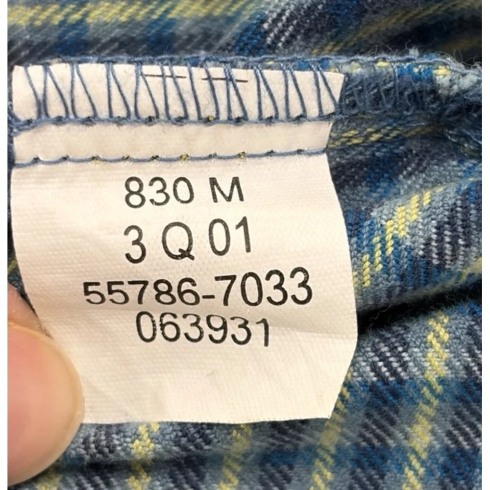 Vintage Silver Tab Levis Mens Flannel Button Up Shirt Y2K‎ Teal Yellow Plaid XL